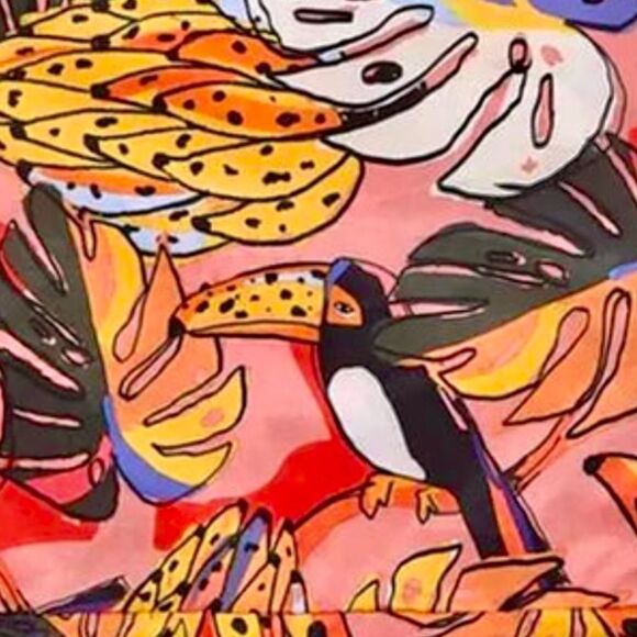 SOLD FARM Rio Banana and Toucan Foldable Tote Bag w/ Carrying Case 16.5" x 16.5" - Picture 4 of 4